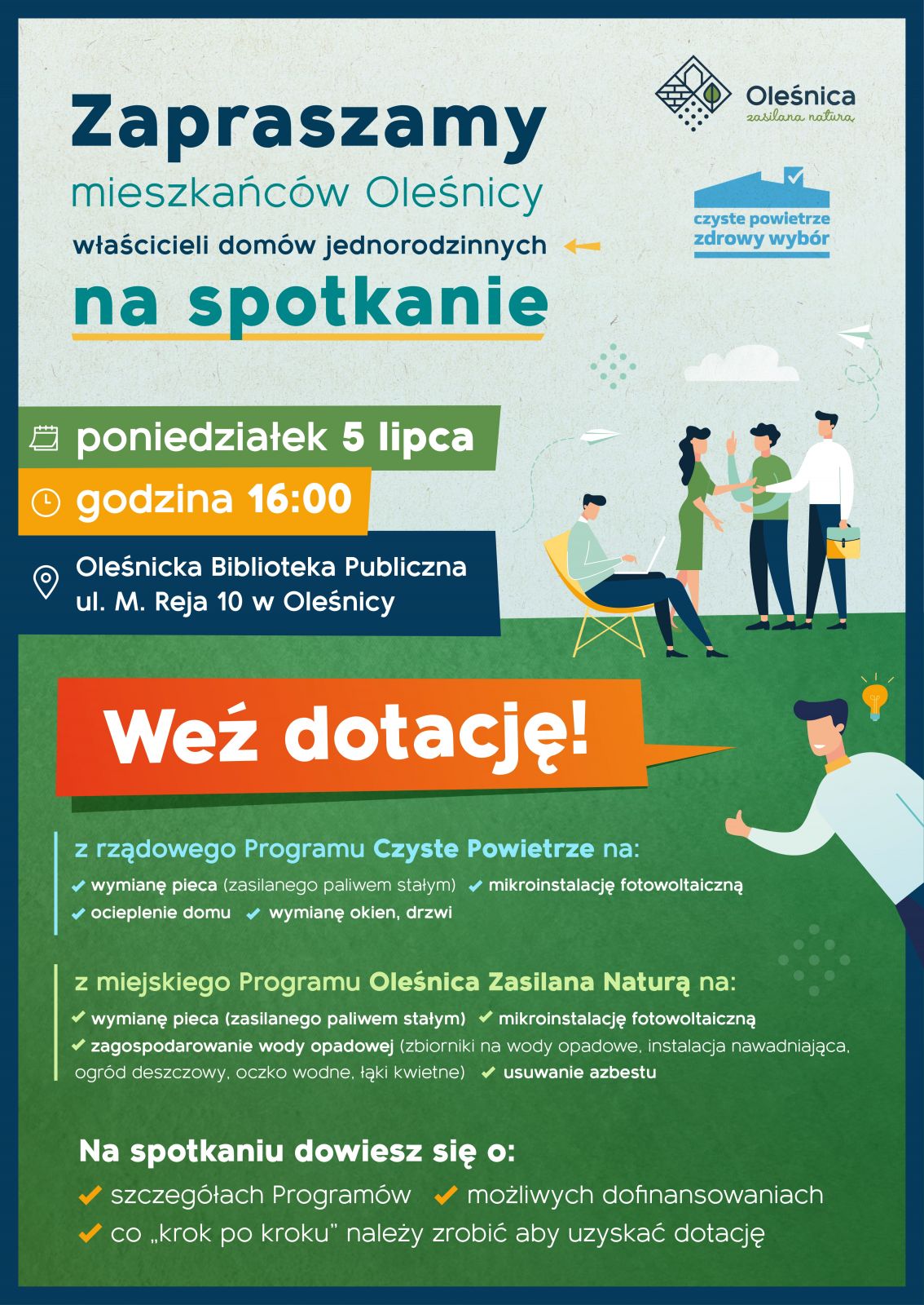 zapowiedź spotkania z mieszkańcami odnośnie dotacji
